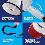 Portable Megaphone Bullhorn, Loud Speaker with Siren, Volume Control - Image 4
