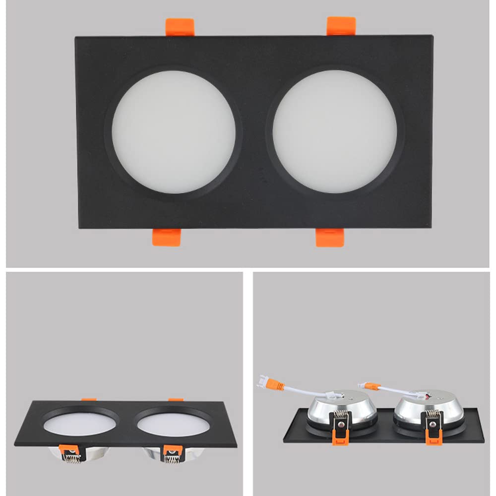 Kwadratowe reflektory LED do zabudowy 5 W/9 W/15 W, podwójne oświetlenie podtynkowe, oświetlenie sufitowe LED do wyboru 3000K / 4000K / 6000K / 6000K LED do zabudowy