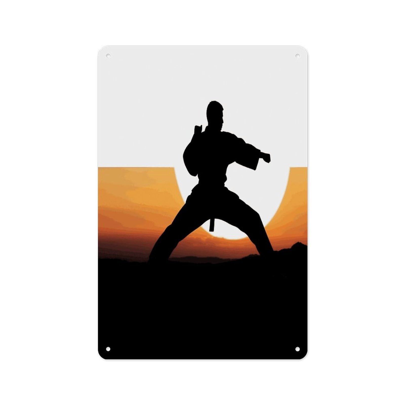 Fekiloot Style Karate Silhouette Wall Decor Metal Signs Tin Signs Poster