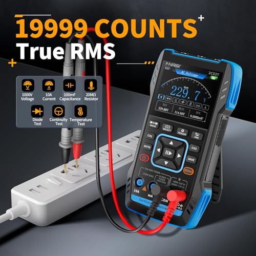 Image of 2C53T 3-in-1 Handheld oscilloscope multimeter DDS Generator, 2 Channel, 50MHz Bandwidth, 250MSa /s Sampling Rate, 20,000 calculations, Voltage, Current, capacitance, Resistance, 2* P6100 Probes