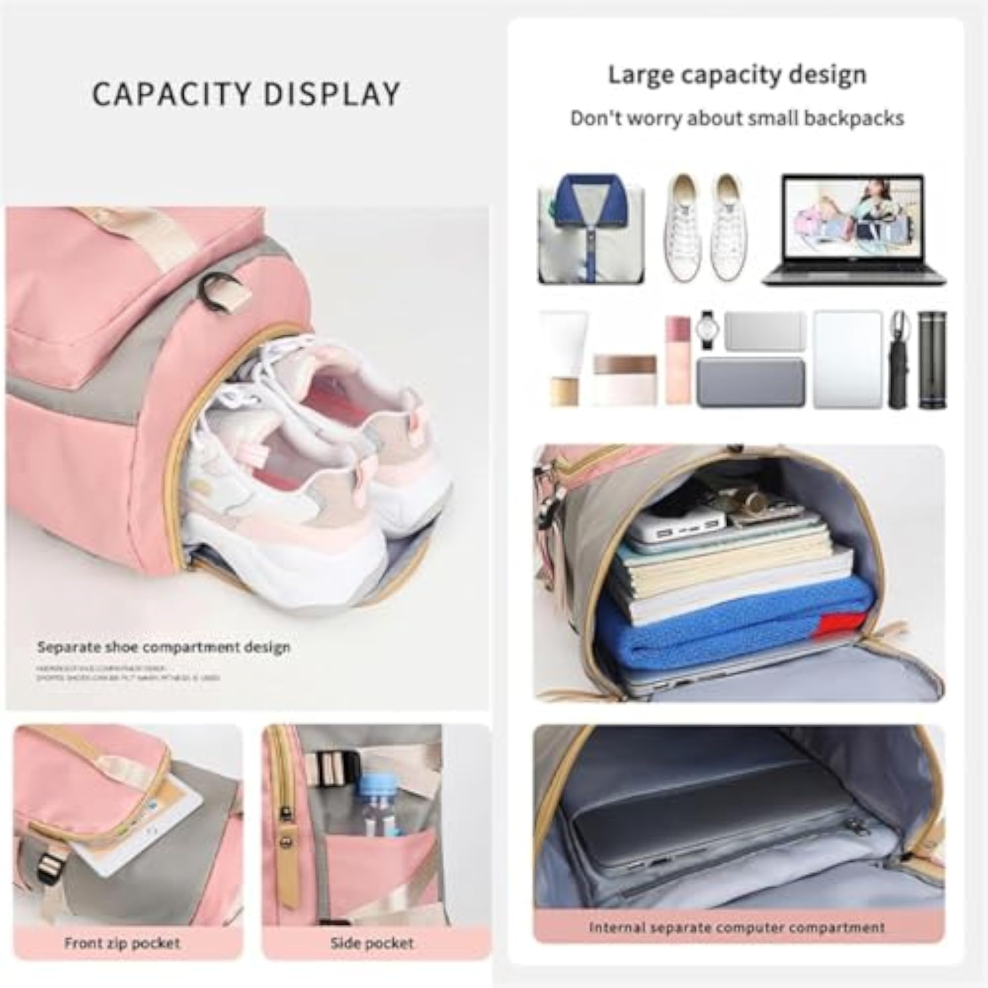 Large Capacity Waterproof Gym Bag Convertible Backpack, Multi-Purpose