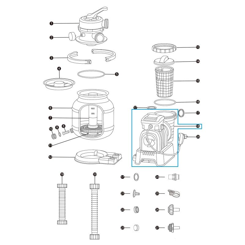 Bestway P08546 | Motore di Ricambio per Pompa Filtro a Sabbia 58497 da 6056 L / 1600 Gal - 230 W (Ex P07022)