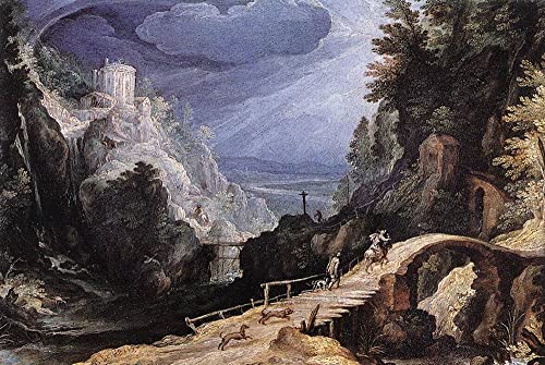 Tableau scène de montagne Paul Bril vintage poster décoration chambre 60x90cm