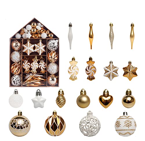 Fouriding Weihnachtskugeln 73pcs Kunststoff Christbaumkugeln Hängende...