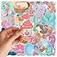Hibarby 50 Stück Meerjungfrau Sticker Set, Graffiti Wasserdichte Vinyl Cute Mermaid Aufkleber für Laptop, Wasserflasche, Reisekoffer, Handyhülle, iPad, Tagebuch, Scrapbook, Kinder Jugendliche