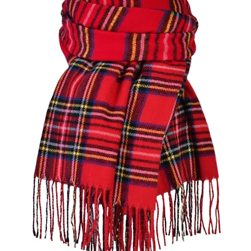 Pleneal Winter Scarf for Women Scottish Checked Scarf Cashmere Feel Christmas Long Oversized Fashion Scarfs