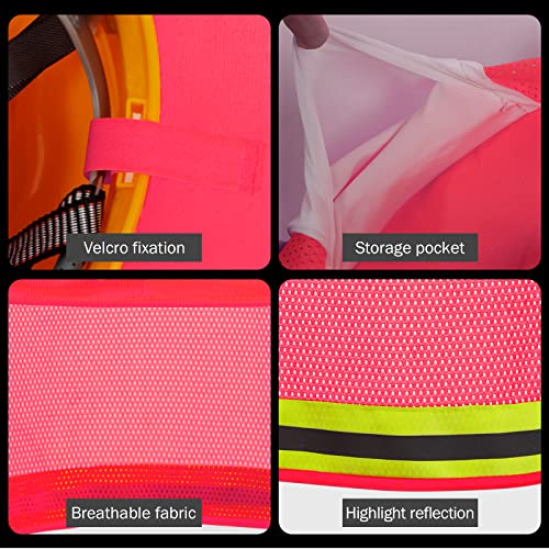 Image of Hard Hat Sun Shade, High Visibility Sun Visor Neck Shade with Reflective Strip, Full Brim, Man & Woman (Hard Hat Not Included), Pink, 2 Pack