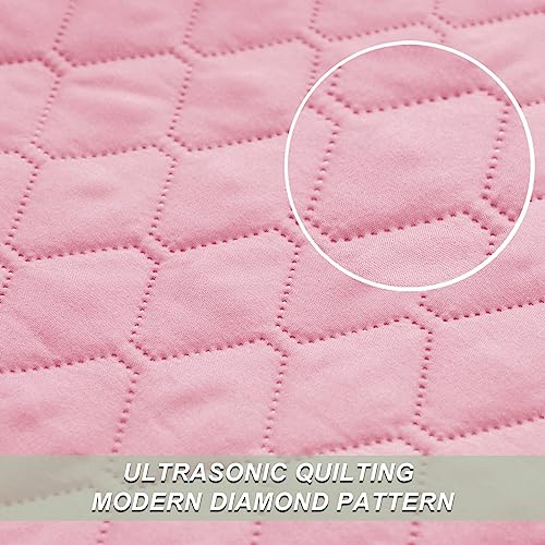 Exclusivo Mezcla Reversible King Size Quilt Bedding Set with Pillow Shams, Lightweight Quilts King Size, Soft Bedspreads Bed Coverlets for All Seasons - (Bright Pink, 104"x96")