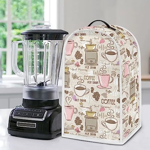 Image of Talayituse Coffee Print Blender Dust Cover with Handle, Stand Mixer or Coffee Maker Appliance Cover Anti Fingerprint Dust Proof Stain Resistant Blender Cover for Home Kitchen