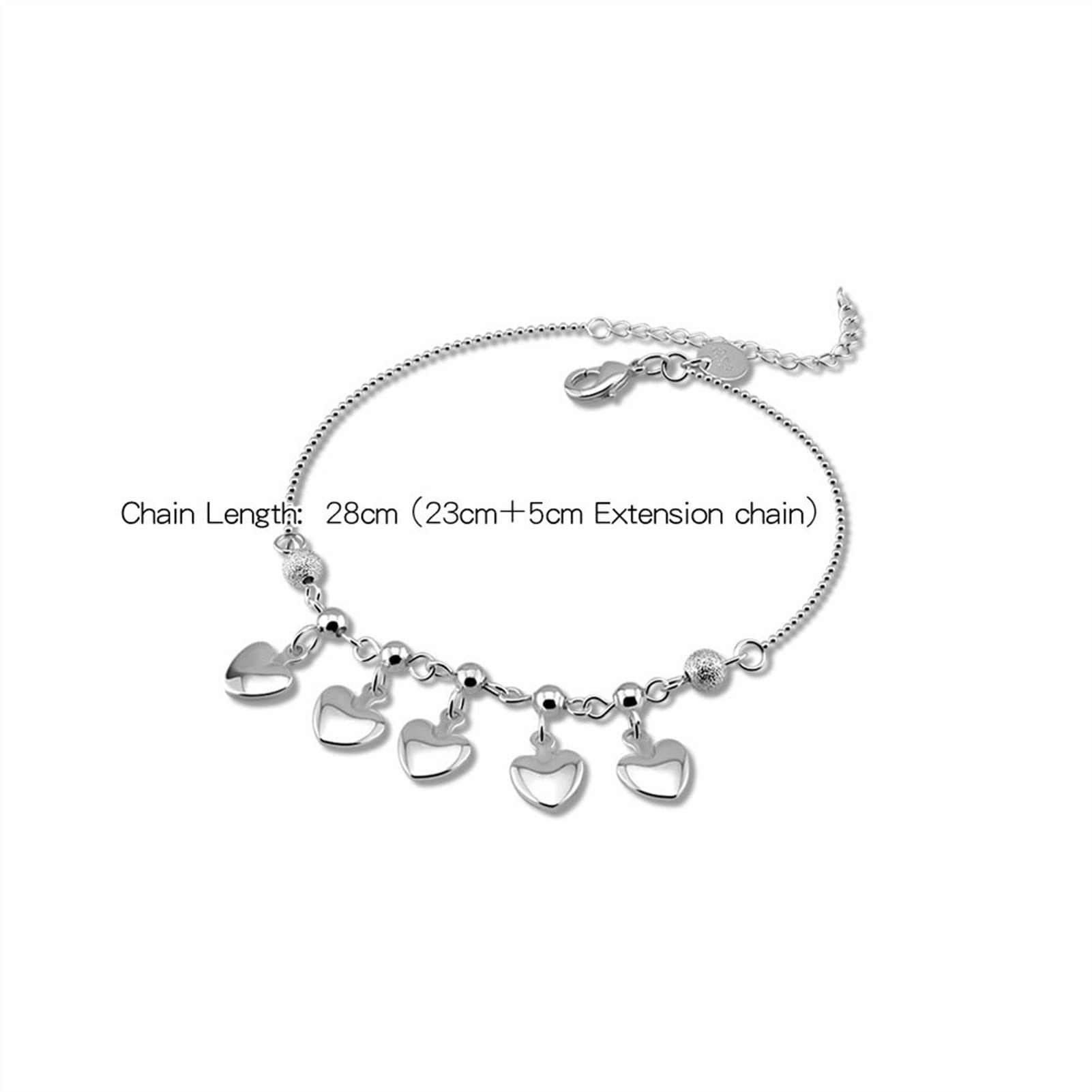 Fußkettchen/Fußkettchen, Vintage-Herz-Knöchelarmband, 925er-Sterlingsilber, Fuß-Strand-Fußkettchen, Damenmode, Barfuß-Schmuck, Fußkettchen