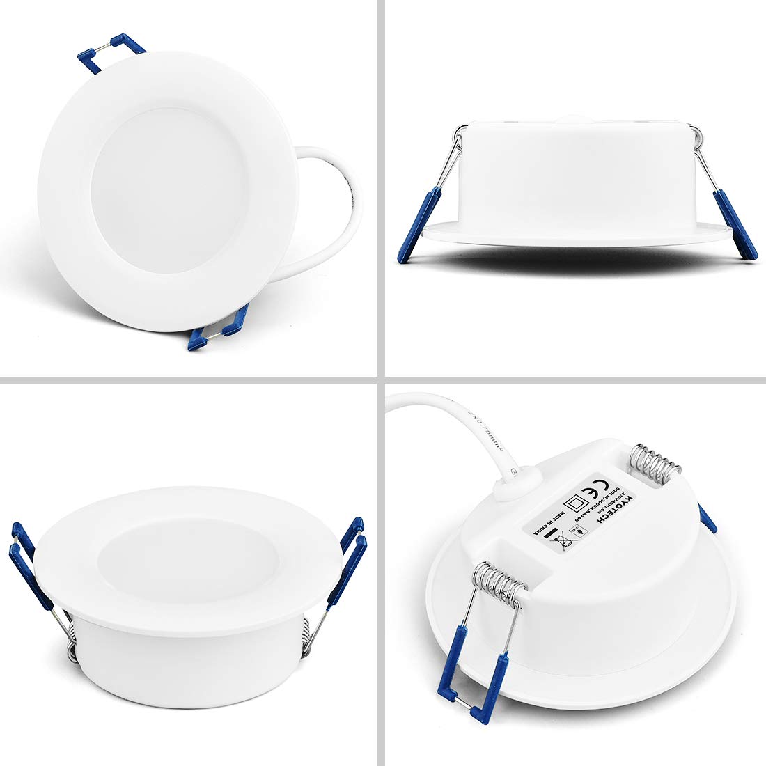 KYOTECH Faretti LED Incasso,set da 6,bianco caldo 3000K 6W 230V 500Lumen,luci ultrasottili da soffitto,IP44 può essere utilizzato in ambienti umidi (Bianca, Rotondo)