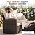 Wisteria Lane 4 Piece Patio Furniture Set, Wicker Outdoor Patio Conversation Furniture Set, All Weather Outdoor Patio Sofa with Cushion and Wood Table, Beige Wood