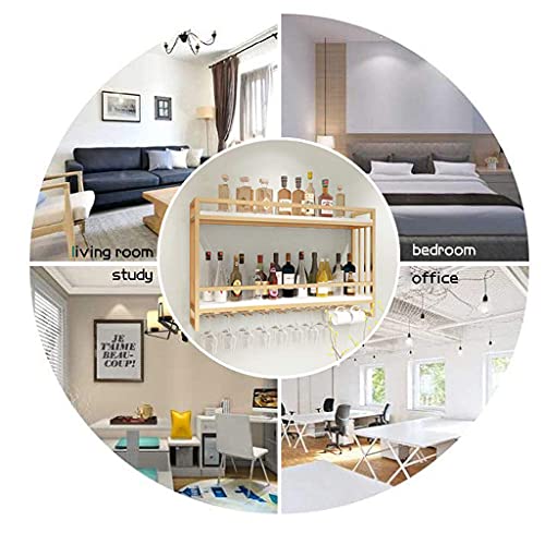 Sywlwxkq Casier à vin Porte-Verre à vin Suspendu Mural Rangement à 2 Couches Étagères pour armoires à vin industrielles Porte-Bouteilles en Fer avec cloisons pour Bars, Caves à vin, Maison, - Image 7