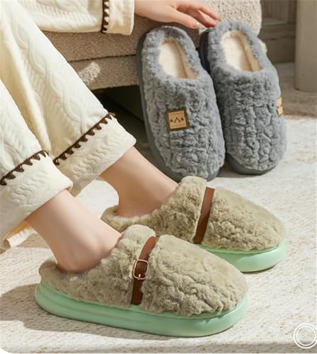 Rungion Women's Winter Warm Fuzzy Slippers Plush Fleece-Lined House Shoes for Men Anti-Slip Indoor/Outdoor Slides2