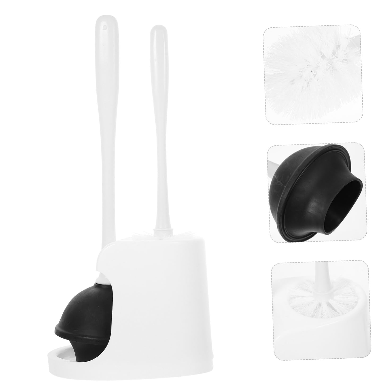 Alipis Juego de Escobilla de Inodoro Diseño Elegante y Funcional con Soporte y Émbolo en Abs y Goma para Limpieza Completa en Baño para Hogar