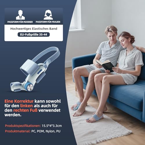Tech Love Hallux Valgus Korrektur Fixierplatte Upgrade Kältekompresse Hallux Valgus Ballen Zehen Korrektor mit 3 Verschiedenen Befestigungswinkeln Schiene für Zehen Tag und Nacht Unisex Blau