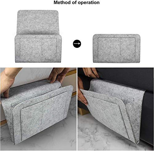 Esteopt Felt Bedside Storage Hanging, Pockets Bunk Bed Storage Bag Bedside Organizer Caddy For Room (Grey) - Image 4