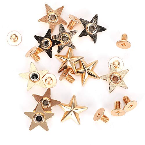 50 Set Star Studs, 14mm Chicago Screws Rivet Studs for DIY Clothes Shoes Purse Decoration(Golden)