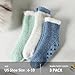 fauson Fuzzy Socks for Women - 3 Pair Fuzzy Socks with Grip, Cozy Slipper Socks for Women, Womens Soft Comfort of Coral Fleece, White, Blue & Green