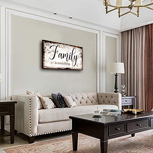Family is Everything Wall Decor-Rustic Family Quote Print Canvas for Farmhouse Signs Canvas Wall Art-Retro Artwork Wall Decoration for Living Room,Bedroom,Dining Room,Office,Home Decor,Ready to Hang 20"x40" - Image 2