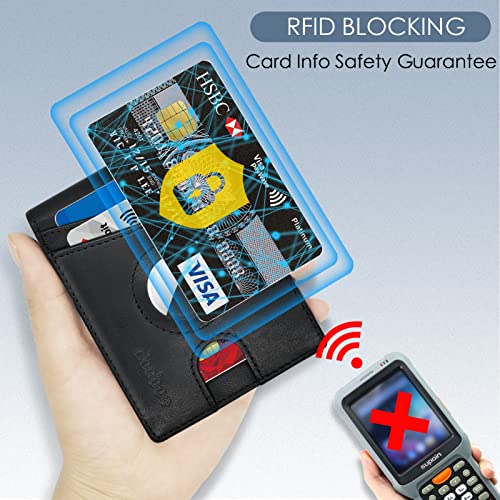 Image of doeboe Airtag Wallet Men's Slim RFID Blocking Wallets Leather with Bill Compartment Air Tag Bifold Card Holder Wallet Gifts for Men Dad [No Airtags]