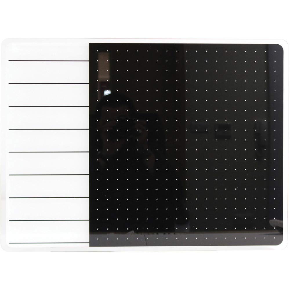 FloortexViztex® Glacier White & Black Plan & Grid Glass Dry Erase Board - 17" x 23"