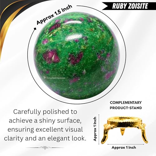 Image of Certified Crystal Ruby Zoisite Ball for Meditation - Premium Crystal Vastu Items for Home and Feng Shui Items for Good Luck - Ideal for Pooja Supplies and Spiritual Practices (1.5 Inch)