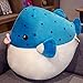 OLOEY Nettes Globefish Plüschtier Cartoon Gefüllte Meerestiere Spielzeug für Kinder Fischpuppe Weiches Kissen Kinder Geschenk Raum Dekor 30cm Blau
