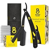 The Beard Club Straight Razor for Men - Navajas Para Barbero - Barber Straight Edge Razor Kit - Premium Single Derby Blade Cutthroat With 10 Replaceable Stainless Steel Blades & Leather Case