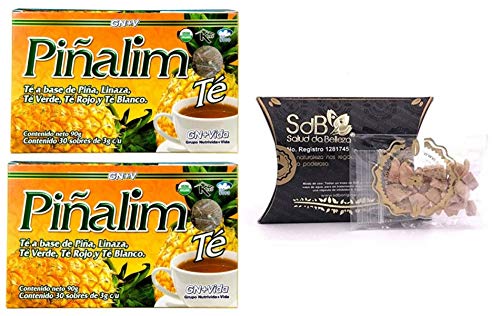 2 Boxes Pinalim Tea Te GN+Vida Weight Loss Tea Diet 60 Day Supply and Semilla de Brazil Seed 100% Original Authentic Natural 30 Seeds 30 Day Supply Black Box