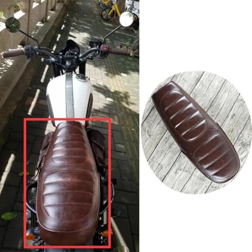 Siège de moto marron vintage 64cm plat pour projet de customisation mécanique - 5