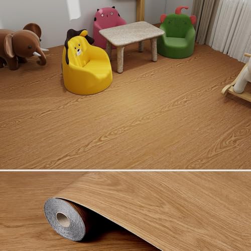 Image of Self-Adhesive Vinyl Flooring & Walls Covering, Waterproof, Removable Oil-Resistant Floor Sticker,Peel Stick Wallpaper for Kitchen Living Room Floor Stickers (Acacia, 60 x 300 cm)