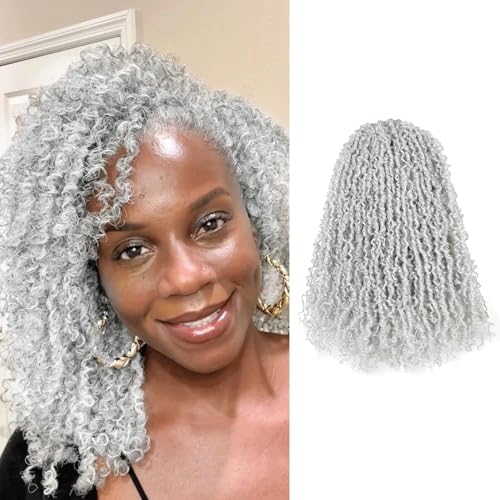 Toyotress Yanky Twist Crochet Hair - 8 Inch 8 Packs (30 Strands/Pcs) Fluffy Spring Mini Twist Short Bob Passion Twist, Silver Pre-Looped Crochet Braids Braiding Hair (8 Inch, Silver-8P)
