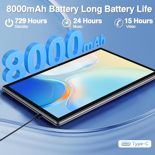 Image of Oangcc Tablet Android 13 Tablets 10 Inch 14GB RAM 128GB ROM 2TB Expand with Keyboard, Mouse, Case, 8000mAh Battery, Octa-Core, GPS, 5G /2.4G Wi-Fi, BT5.0, IPS HD Display (Gray)