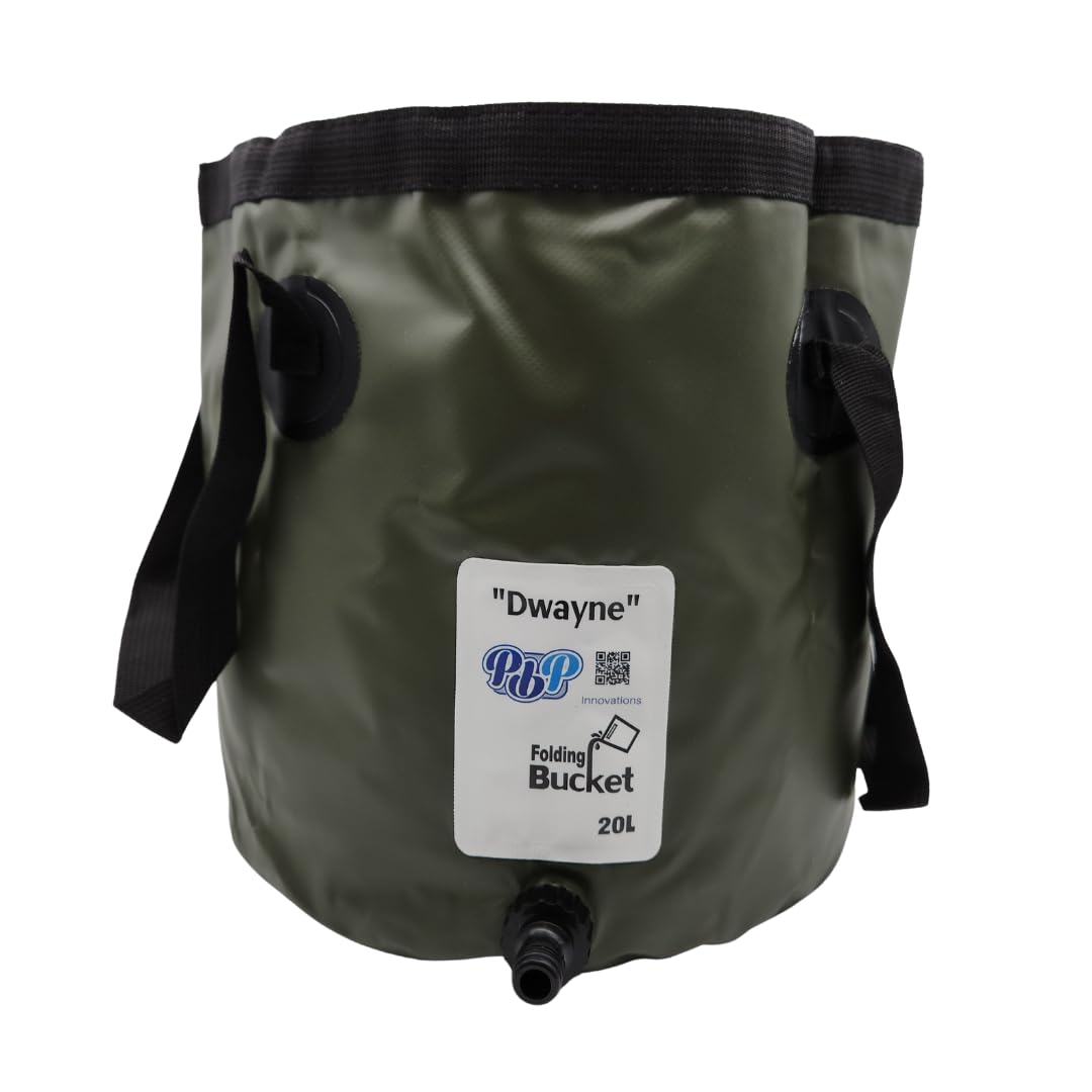 PBP Handy Folding Bucket 20L - "DWAYNE" With Quick Hose Connector (Dark Green)