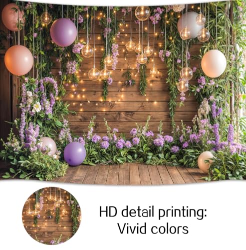 Fondo Floral de Pared Morado 7x5 ft para Fotografía miniatura 7