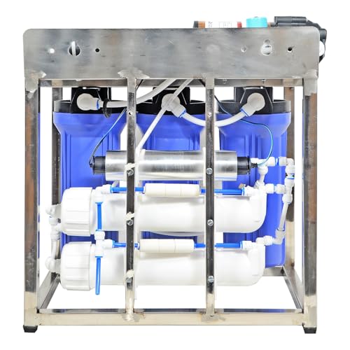 Image of Pureplus 25 LPH Commercial RO +UV Protected Water Purifier System with Booster Pump, 3 Stage Pre-Filtration & Heavy Duty Stainless Steel Frame