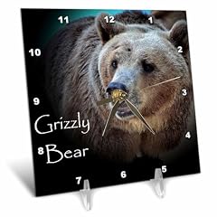 3 d Rose dc 53660 1 A Close Up of a Grizzly Bear Desk Clock, 6 by 6 Inch product image
