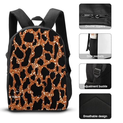 Leopard Print Backpack Set 3 Pieces Backpacks Lunch Bag Wallet For Travel Outdoor Sports3