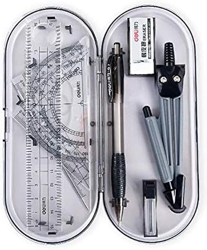 8pcs/Set Practical School Stationery Set,Geometry Set, Rulers,Protractor,Compass,Pencil Lead Refills,Pencil,Eraser for Student Supplies
