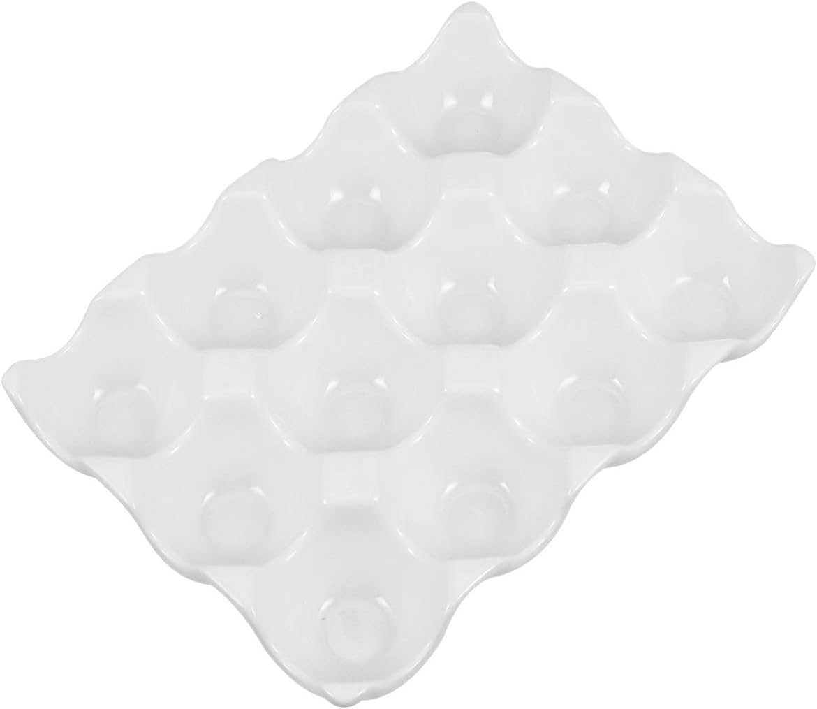 Gadpiparty Ceramic Egg Holder Refrigerator Egg Storage Container for Standard Chicken Eggs Durable High Temperature Material Practical Design for Home Kitchen Organization