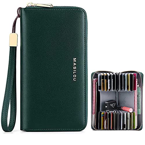 HBLXKJ Billetero Billetero de Piel Clutch Grande Forro antimagnético Bloqueo de protección Billetero Largo de Gran Capacidad Cover