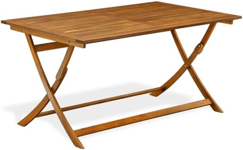 Pemberly Row Outdoor Dining Set, Acacia Wood Table and 6 Folding Armchairs, Natural Oil Finish, Durable Weather-Resistant Patio Furniture, Modern Style for Backyard, Balcony, or Porch Dining Spaces
