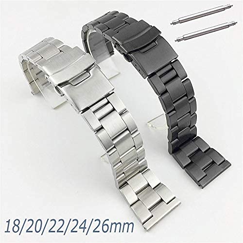 Cinturino per Orologio di Ricambio Cinturino per Orologio 18mm 20mm 22mm 24mm 26mm Cinturini per Orologi Doppia Chiusura con Fibbia Cinturino in Acciaio Inossidabile Bracciale in Metallo