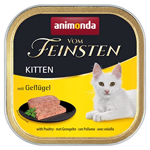 animonda vom Feinsten Kitten Katzenfutter nass mit Geflügel (32 x 100g) Kitten getreidefreies Katzen Nassfutter ohne Zucker mit frischen fleischigen Zutaten
