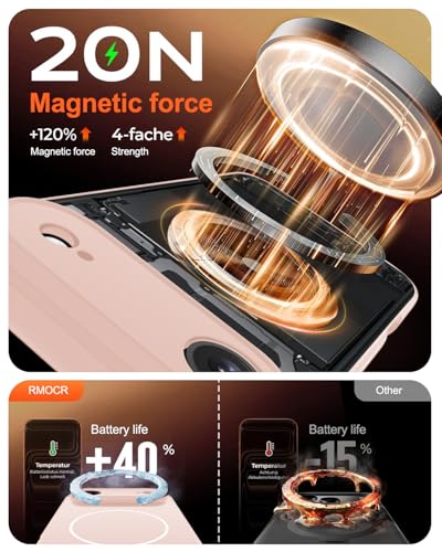 Image of Magnetic for iPhone Air Case,Shockproof Matte Cover,Cute Pink | with Screen Protector,Compatible with MagSafe,Military Grade Drop Protection,Full Camera Protection,Non-Slip Design Case