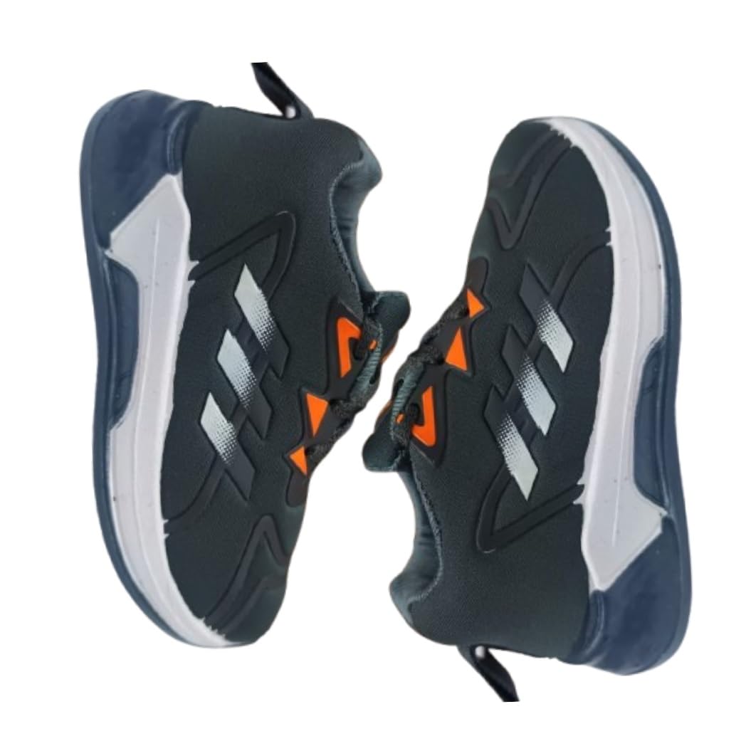 AMFEET Lightweight Breathable Mesh Toddler Shoes with Durable PVC Sole, Comfortable Everyday Sneakers for Boys & Girls, Stylish Casual Footwear for School, Play & Sports Grey (1.5-2Y) 3