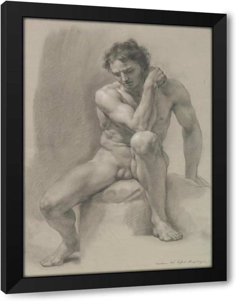 ArtDirect Seated Nude Male Custom Framed Art Print Giclee Print or Canvas Options with Various Sizes and Customization by Anton Raphael Mengs