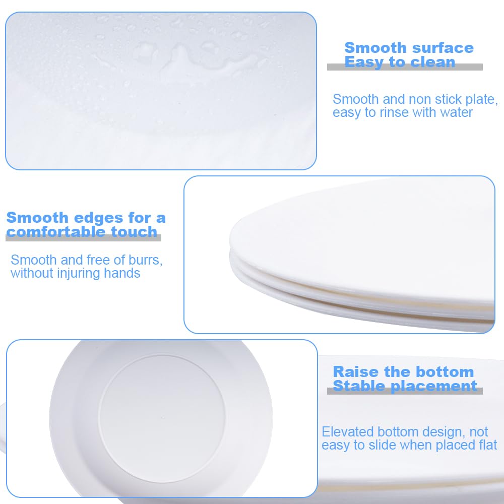 6pz Piatti Fondi in Plastica Riutilizzabili Piatti da Dessert Bianco 22x3,5cm Piatti per Pasta, Insalate, Bistecche