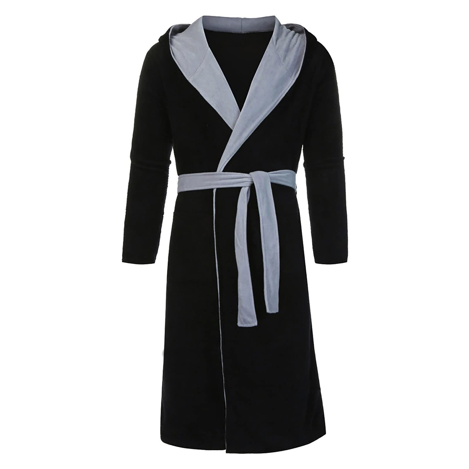 Abiti da Uomo da Uomo, Accappatoio in Pile, Scialle Kimono Bath Robe, for Indossare casa Autunno Inverno (Color : Black, Size : XL)